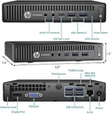HP EliteDesk 800 G2 MINI Core™ i5-6400T 256GB SSD 16GB W10 Pro Keyboard Mouse BLACK