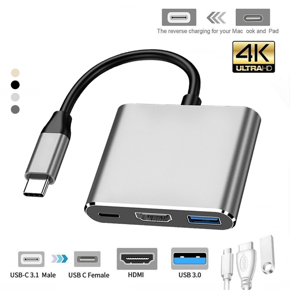 3-in-1 USB-C ► 1x HDMI │ 1x USB3.0 │ 1x USB-C │ 4K UHD