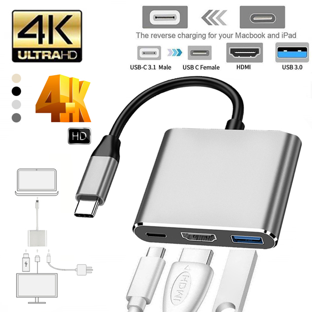 3-in-1 USB-C ► 1x HDMI │ 1x USB3.0 │ 1x USB-C │ 4K UHD