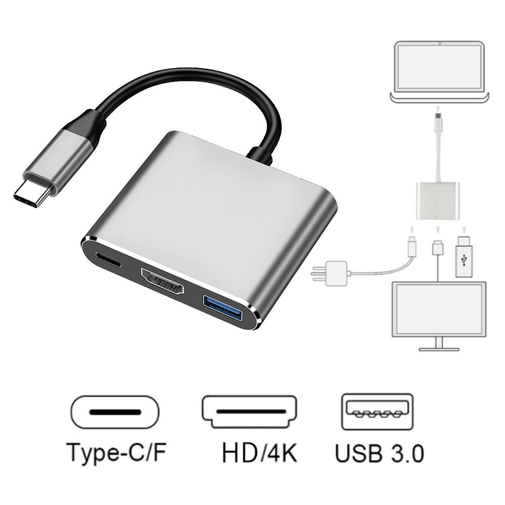 3-in-1 USB-C ► 1x HDMI │ 1x USB3.0 │ 1x USB-C │ 4K UHD