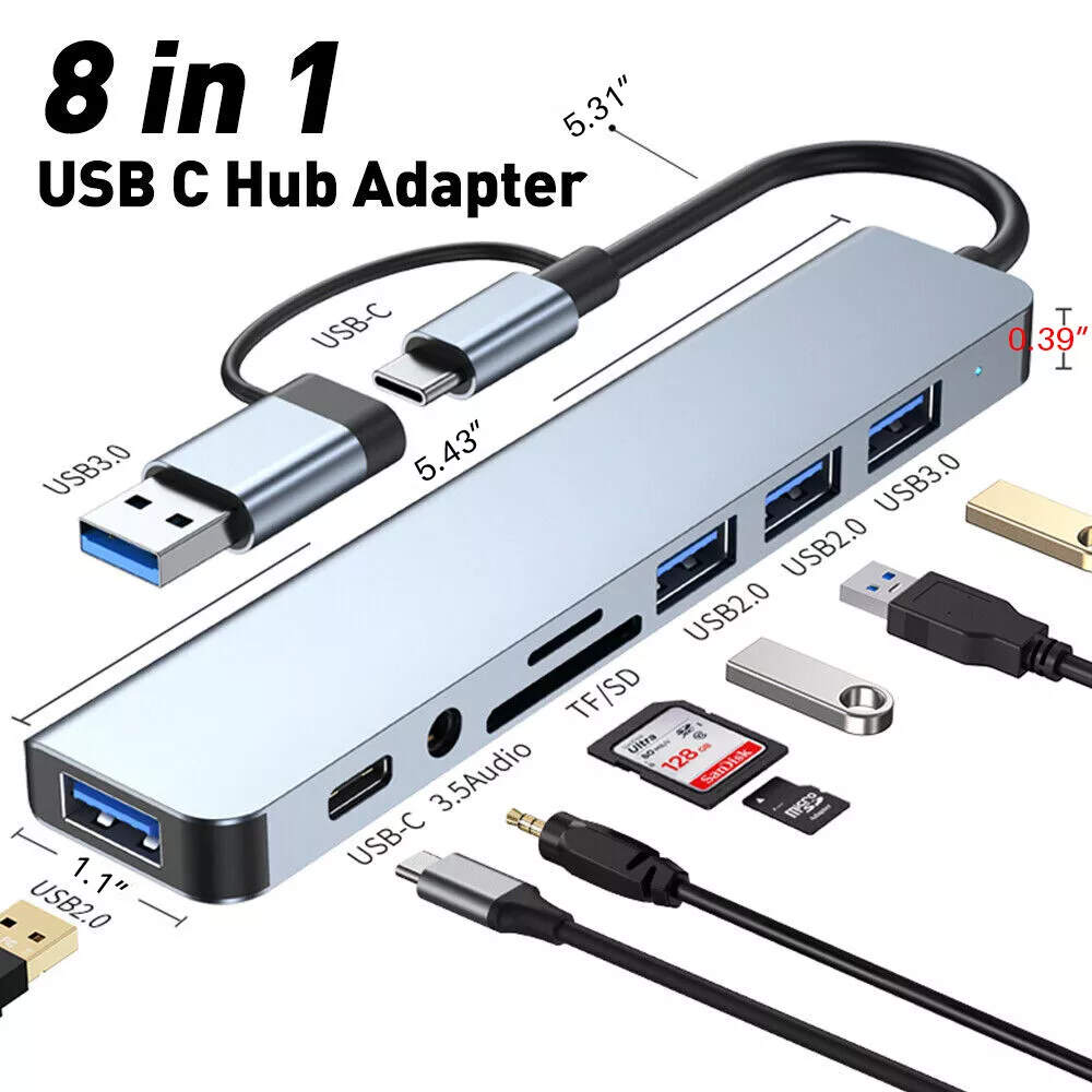 5-in-2 USB/USB-C ► 1x USB3.0 │ 2xUSB2.0 │ SD/TF