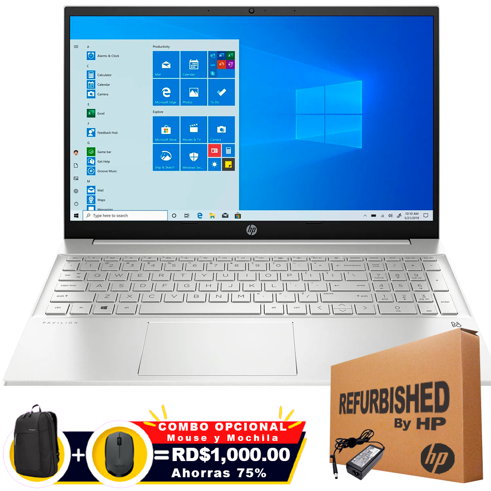 ❞𝐑𝐞𝐟𝐮𝐫𝐛𝐢𝐬𝐡𝐞𝐝❞ HP Pavilion 15-CW1018 15.6&quot; FHD Touch AMD Ryzen™ 5 3500U 1TB+128GB SSD 8GB W10 SILVER
