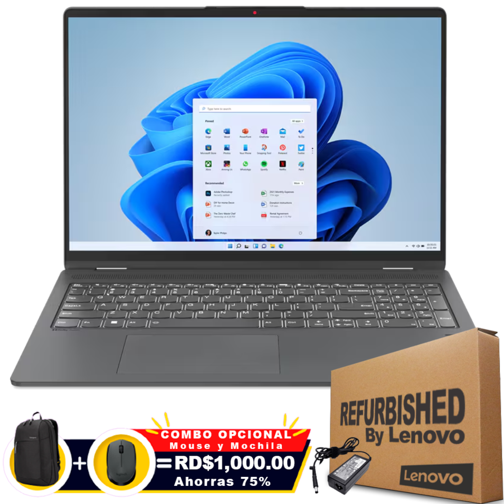 ❞𝐑𝐞𝐟𝐮𝐫𝐛𝐢𝐬𝐡𝐞𝐝❞ Lenovo FLEX 5 16IAU7 2-IN-1 16" FHD Touch Core™ i7-1255U 512GB SSD 8GB W11 CLOUD GREY Bcklt