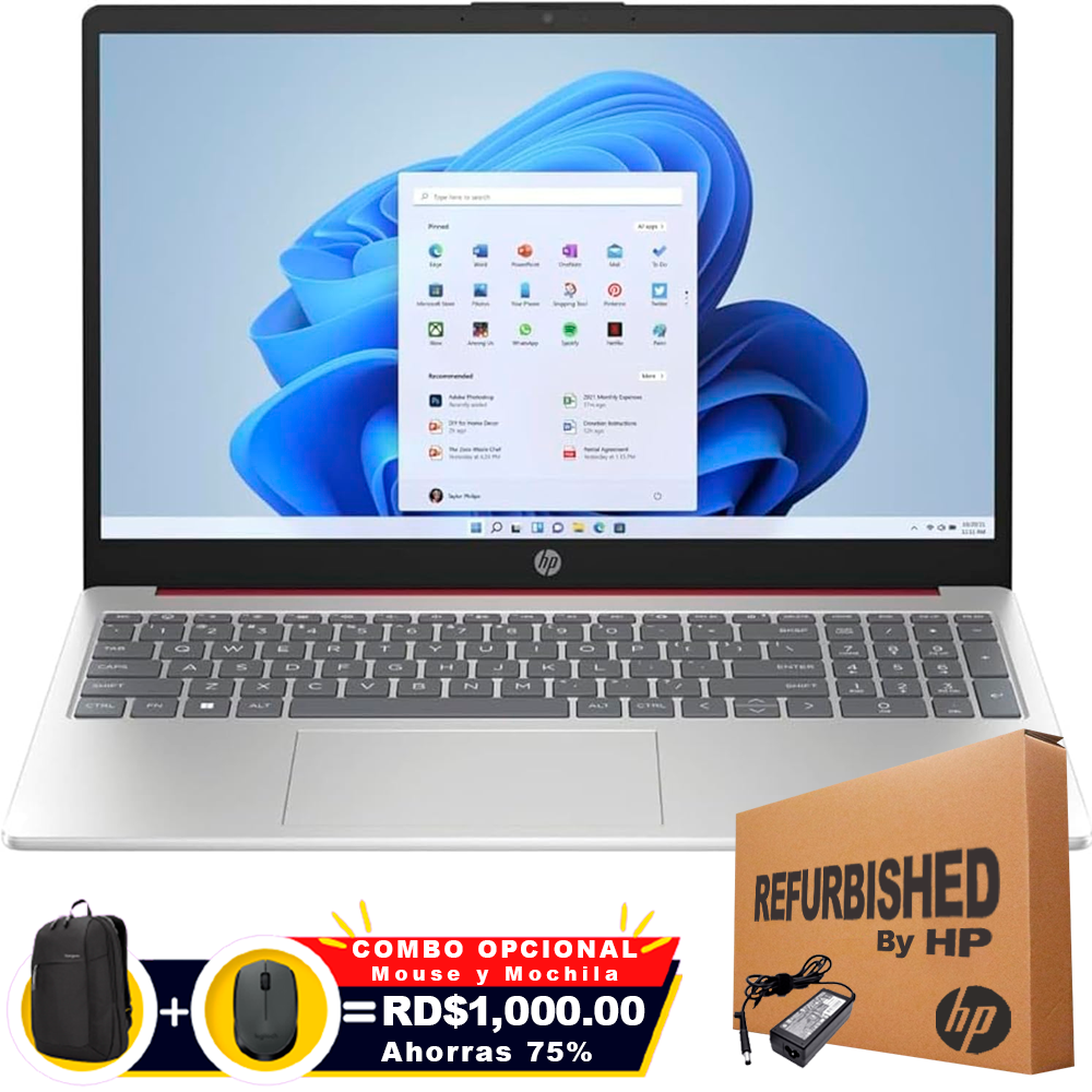 ❞𝐑𝐞𝐟𝐮𝐫𝐛𝐢𝐬𝐡𝐞𝐝❞ HP 15-FC0013 15.6" FHD Ryzen™ 3 7320U 256GB SSD 8GB W11 SILVER