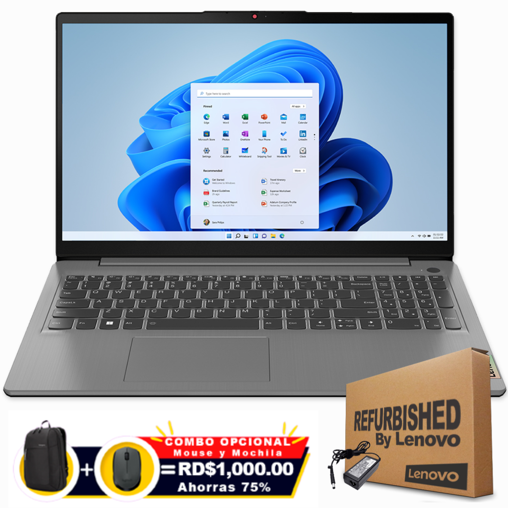 ❞𝐑𝐞𝐟𝐮𝐫𝐛𝐢𝐬𝐡𝐞𝐝❞ Lenovo 3 15IAU7 15.6" FHD Touch Core™ i7-1255U 512GB SSD 16GB W11 GREY Bcklt
