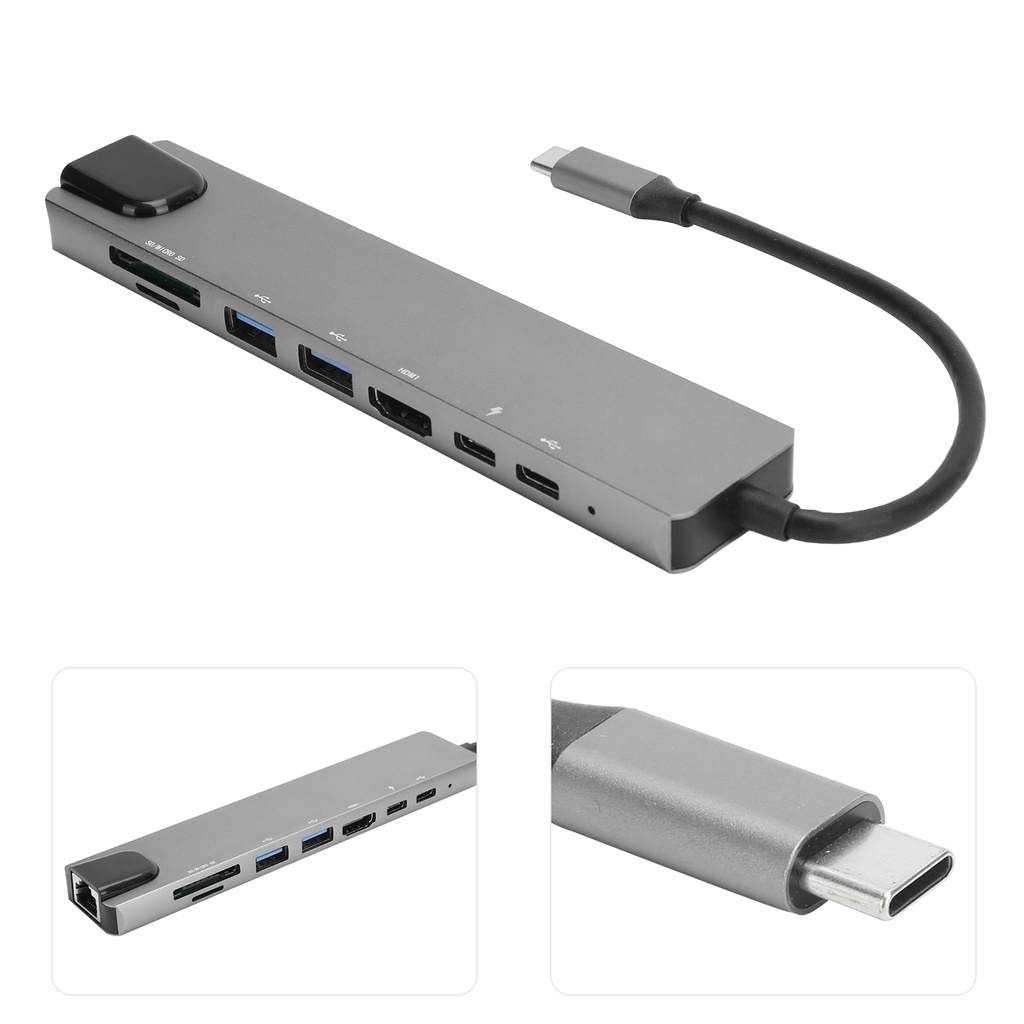 Estacion Multi USB HUB 8 en 1 Type C