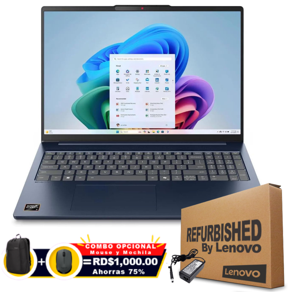 ❞𝐑𝐞𝐟𝐮𝐫𝐛𝐢𝐬𝐡𝐞𝐝❞ Lenovo SLIM 5 16AKP10 16" (1920x1600) Touch AMD Ryzen™ AI 7 350 512GB SSD 16GB W11 COSMIC BLUE Bcklt