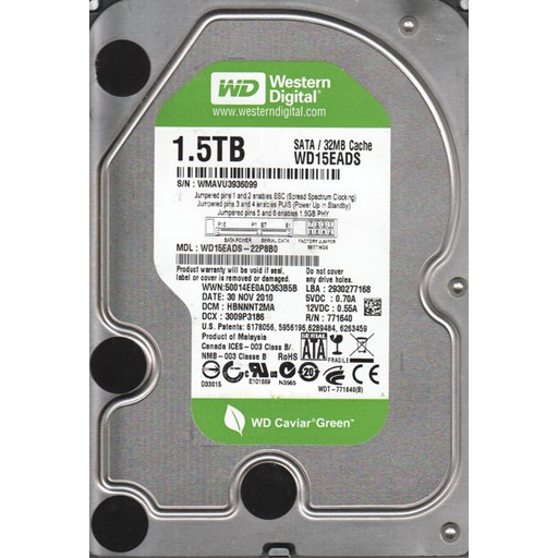 [WD15EADS] Disco Duro Western Digital 3.5" 1.5TB SATA 3.0Gb/s