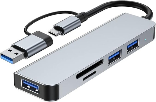 [JLCX05N2] 5-in-2 USB/USB-C ► 1x USB3.0 │ 2xUSB2.0 │ SD/TF