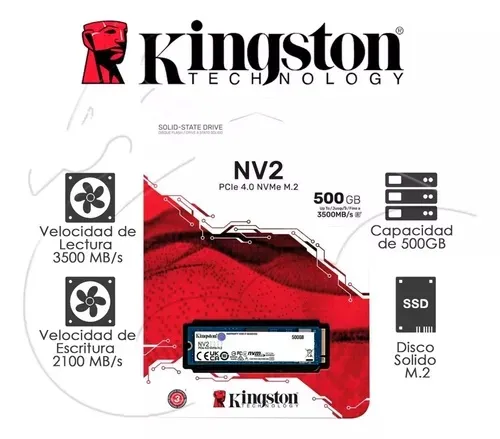 [KNGSTN500GBNVME] Disco Duro 1" Kingston 500GB SSD PCIe 4.0 NVMe M.2