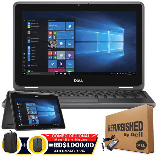[DE31902IN1RFF] ❞𝐑𝐞𝐟𝐮𝐫𝐛𝐢𝐬𝐡𝐞𝐝❞ Dell Latitude 3190 11.6" Touch 2-IN-1 Pentium® Silver N5030 128GB SSD 8GB W10 Pro DARK GRAY