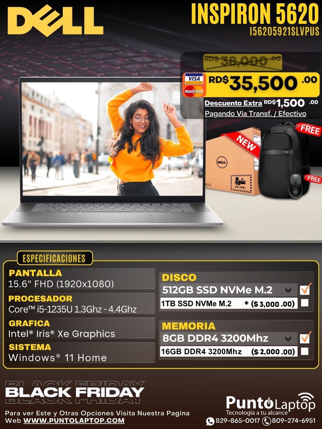 Dell Inspiron 5620 16" FHD Core™ i5-1235U 512GB SSD 8GB W11 SILVER