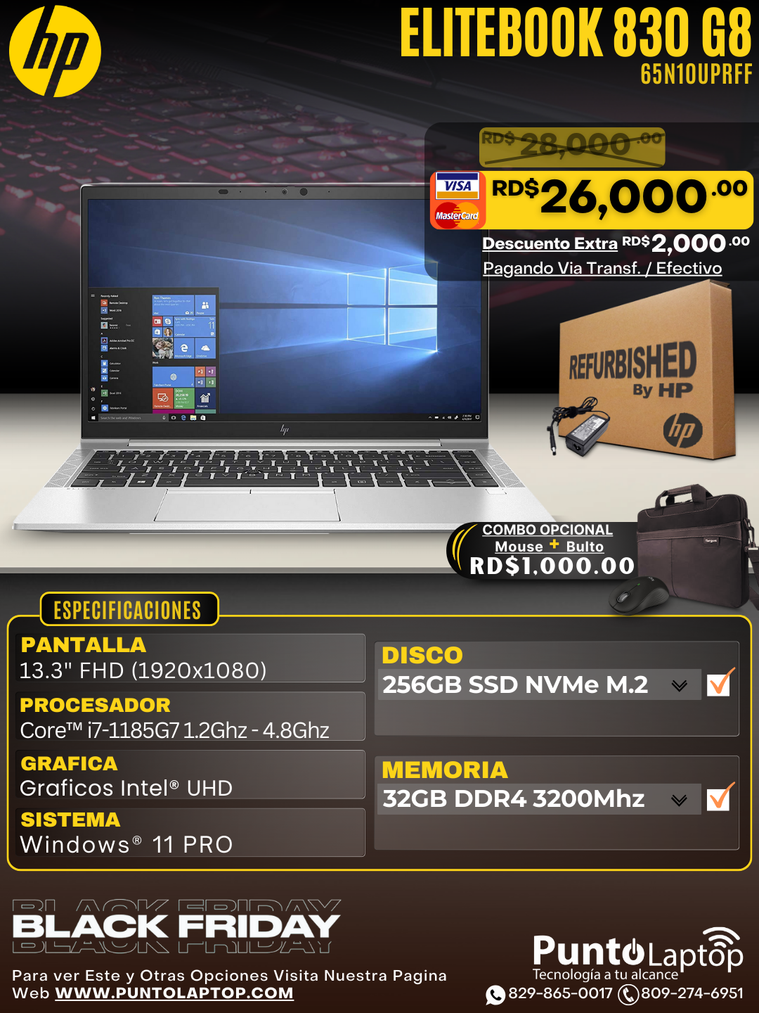 ❞𝐑𝐞𝐟𝐮𝐫𝐛𝐢𝐬𝐡𝐞𝐝❞ HP EliteBook 830 G8 13.3" FHD Touch Core™ i7-1185G7 256GB SSD 32GB W11 Pro Bcklt Silver