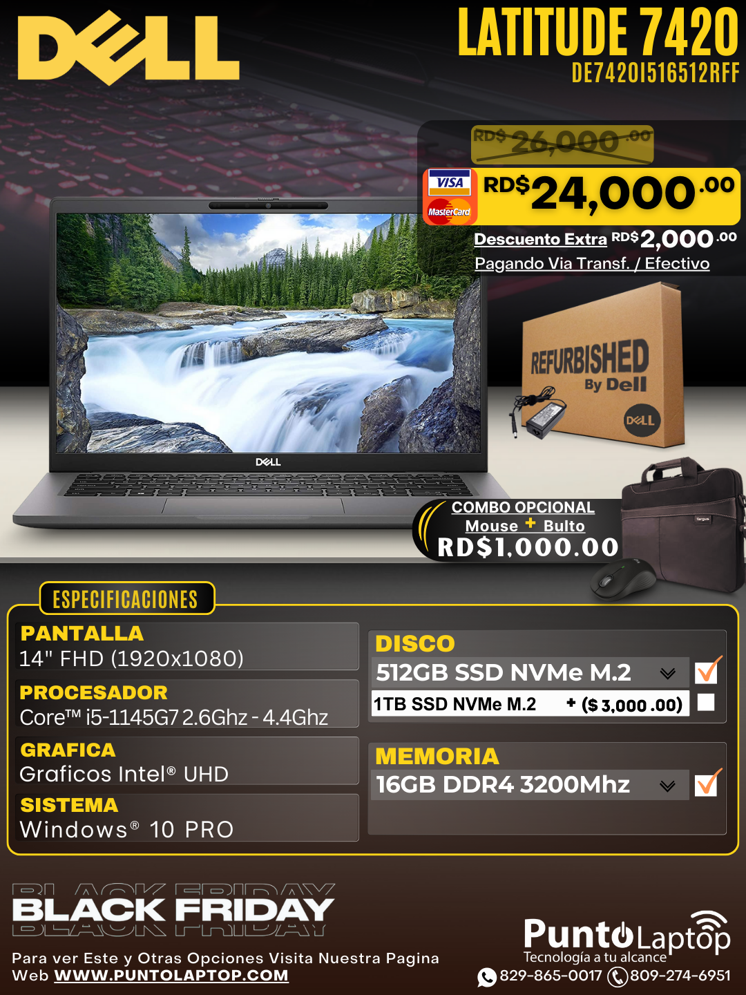 ❞𝐑𝐞𝐟𝐮𝐫𝐛𝐢𝐬𝐡𝐞𝐝❞ Dell Latitude 7420 14" FHD Core™ i5-1145G7 512GB SSD 16GB W10 Pro Bcklt DARK GRAY