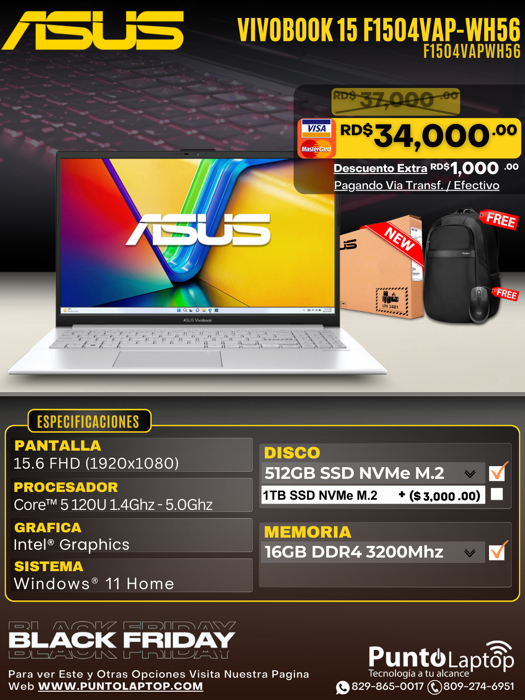 Asus Vivobook 15 F1504VAP-WH56 15.6" FHD Core™ 5 120U 512GB SSD 16GB W11 COOL SILVER