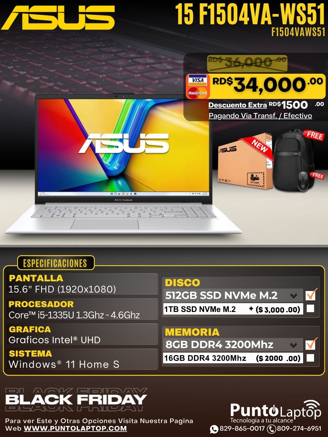 Asus Vivobook 15 F1504VA-WS51 15.6" FHD Core™ i5-1334U 512GB SSD 8GB W11 COOL SILVER