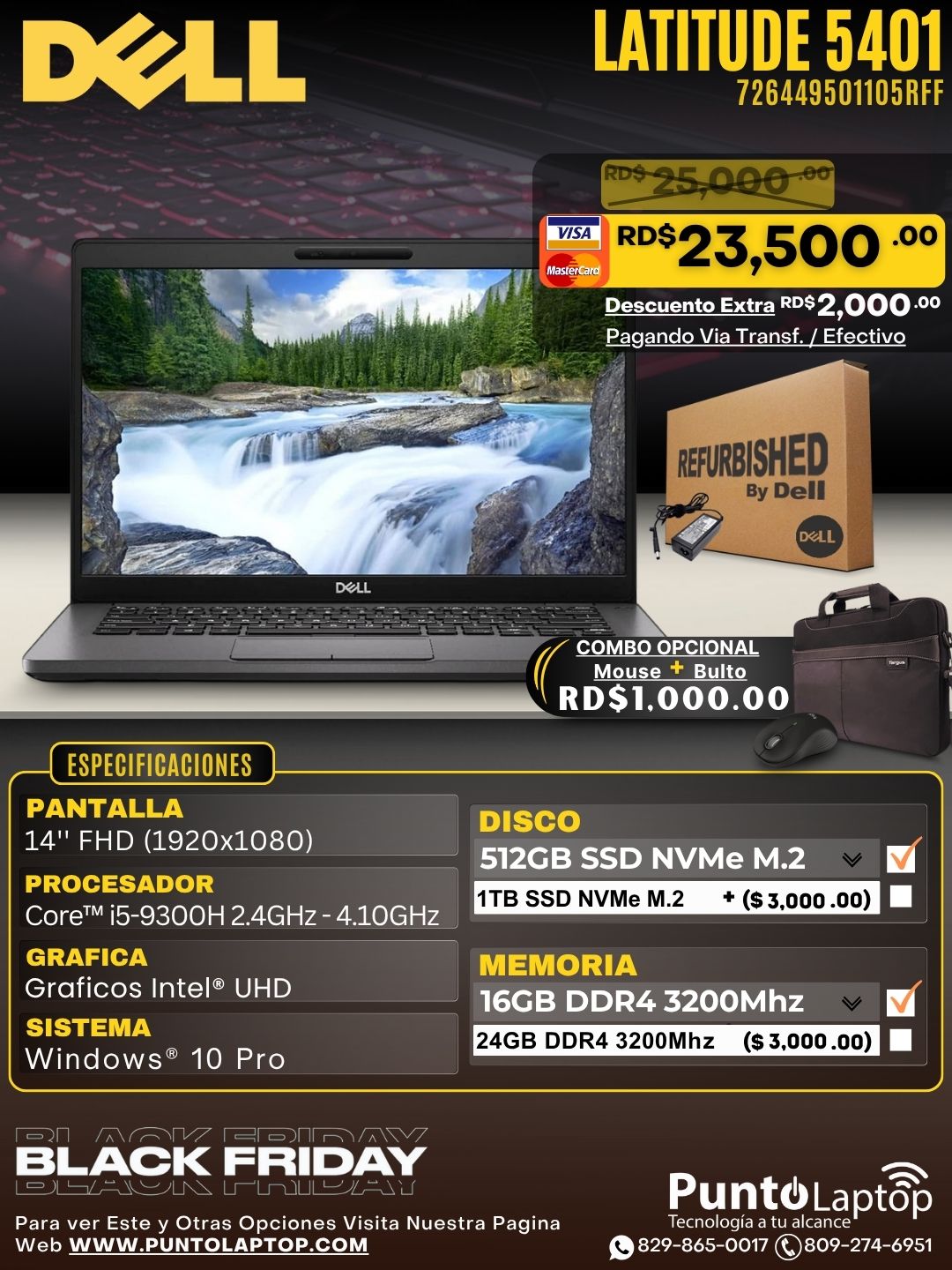 ❞𝐑𝐞𝐟𝐮𝐫𝐛𝐢𝐬𝐡𝐞𝐝❞ Dell Latitude 5401 14" FHD Core™ i5-9300H 512GB SSD 16GB W10 Pro BLACK