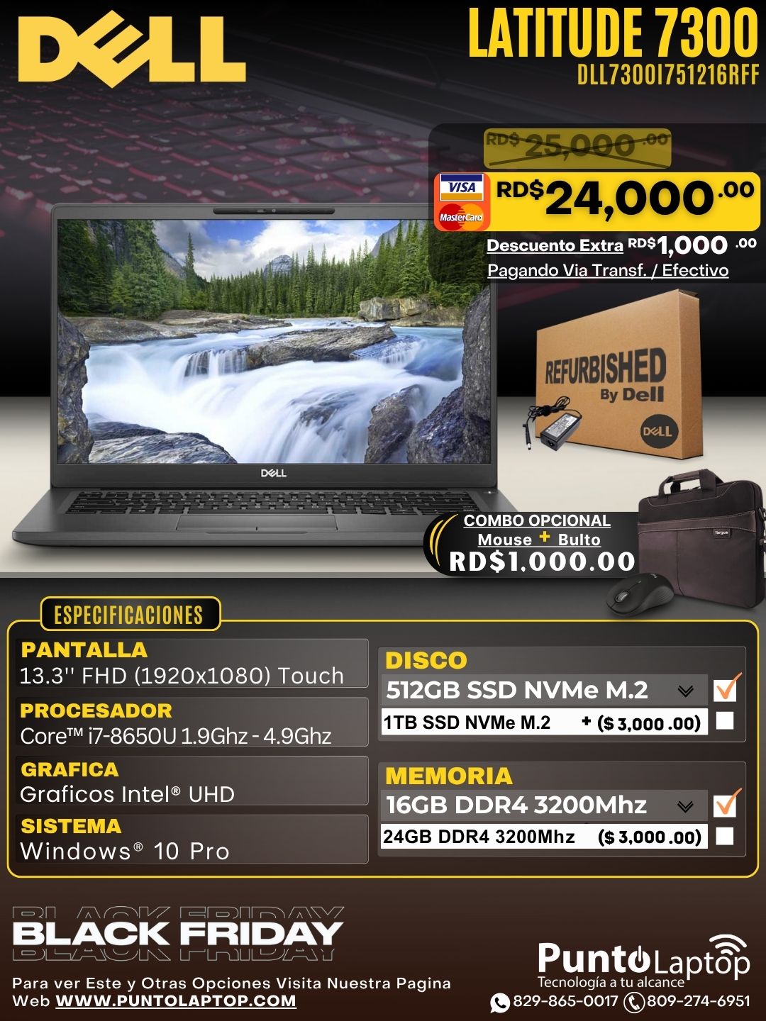 ❞𝐑𝐞𝐟𝐮𝐫𝐛𝐢𝐬𝐡𝐞𝐝❞ Dell Latitude 7300 13.3" FHD Touch Core™ i7-8665U 512GB SSD 16GB W10